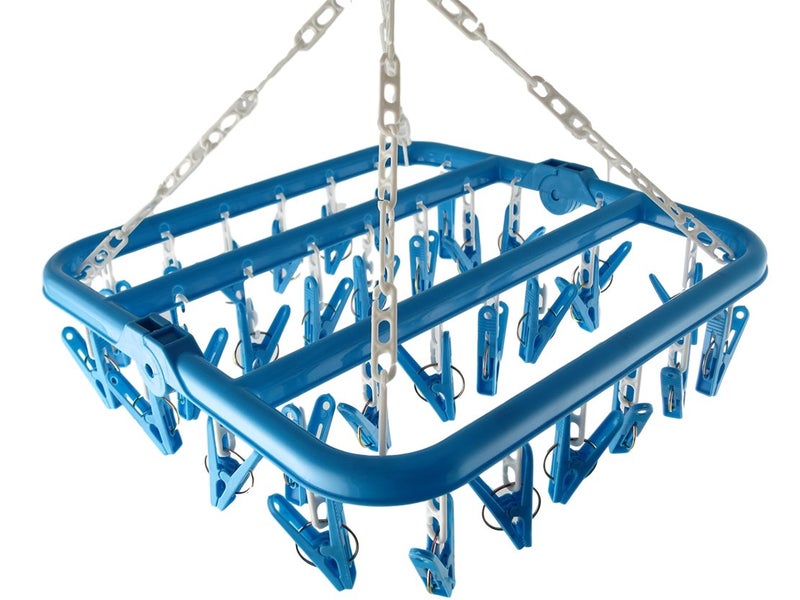 Groupcow Clip and Drip Hanger Clothes Hanger Drying Rack 32 Clips (Blue) - Image 3